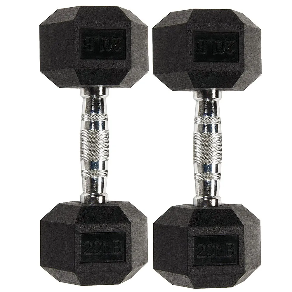 Hex Dumbbells with Rubber Ends  (5lb, 10lb, 15lb, 20lb)