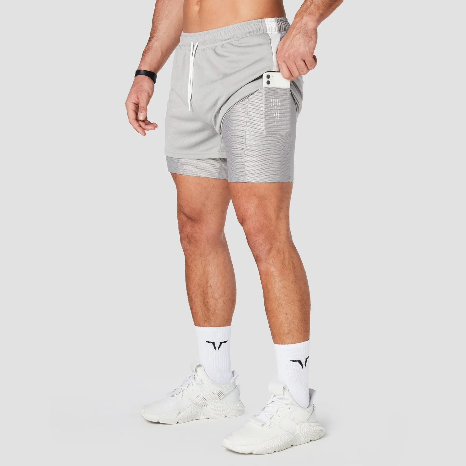 Hybrid Performance 2-in-1 Shorts - Light Grey