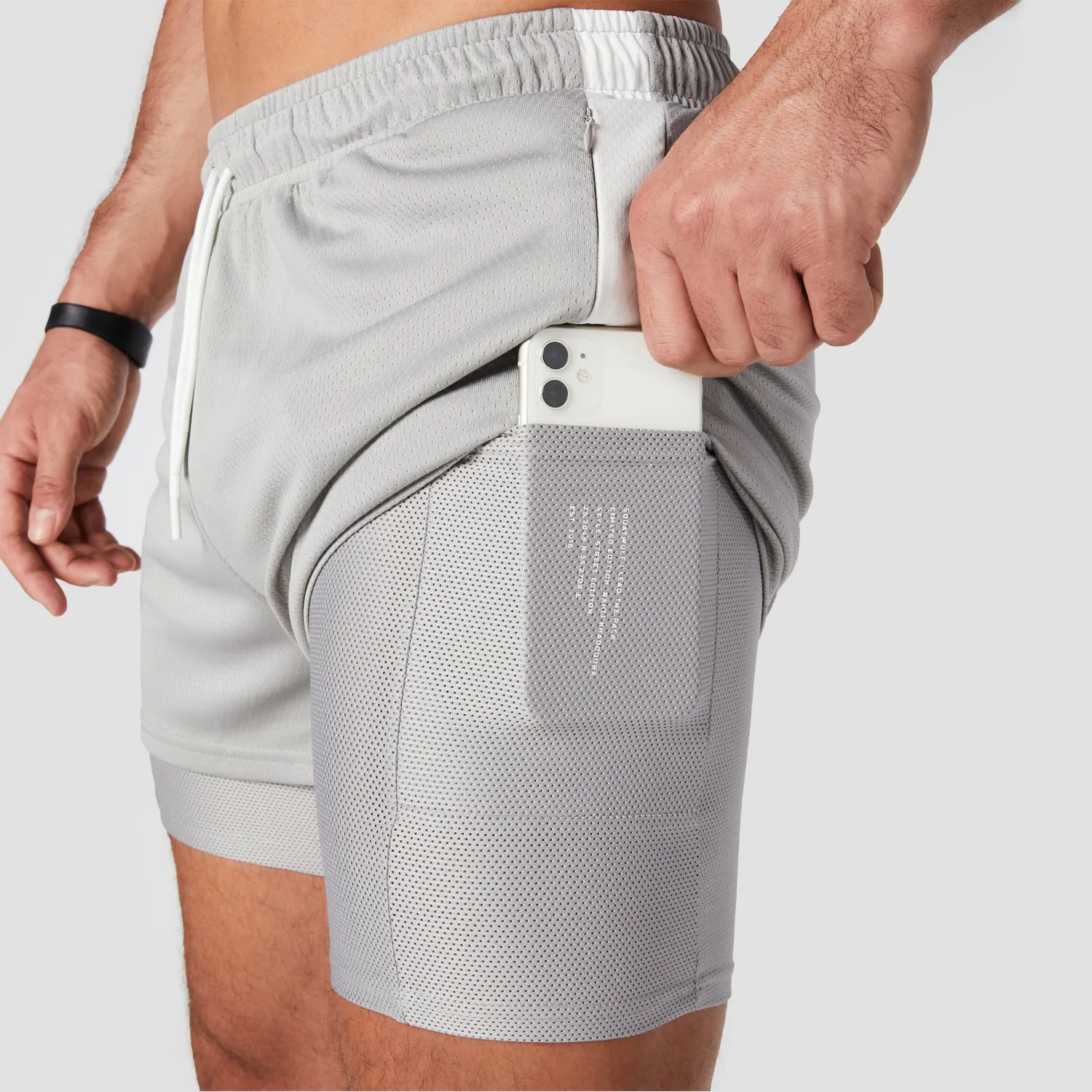 Hybrid Performance 2-in-1 Shorts - Light Grey