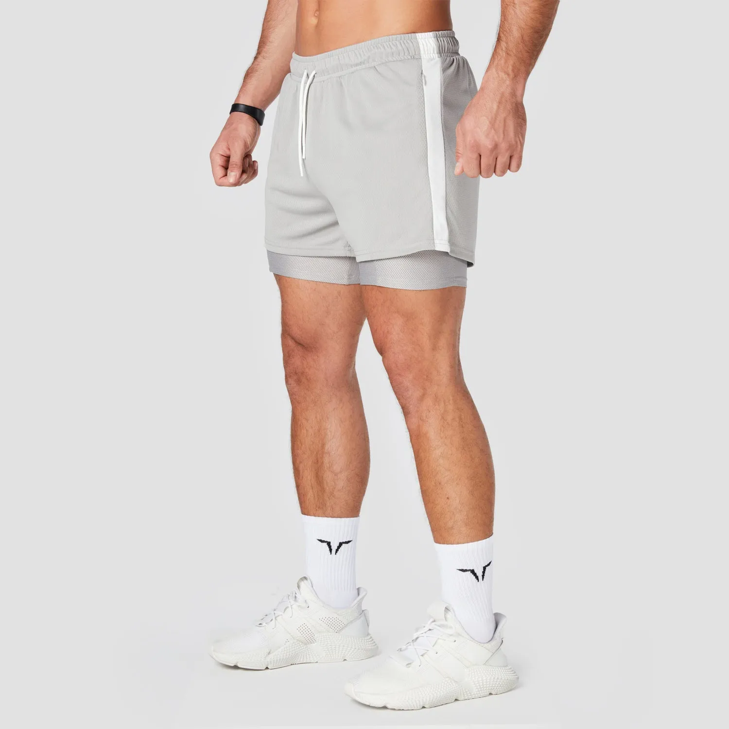 Hybrid Performance 2-in-1 Shorts - Light Grey