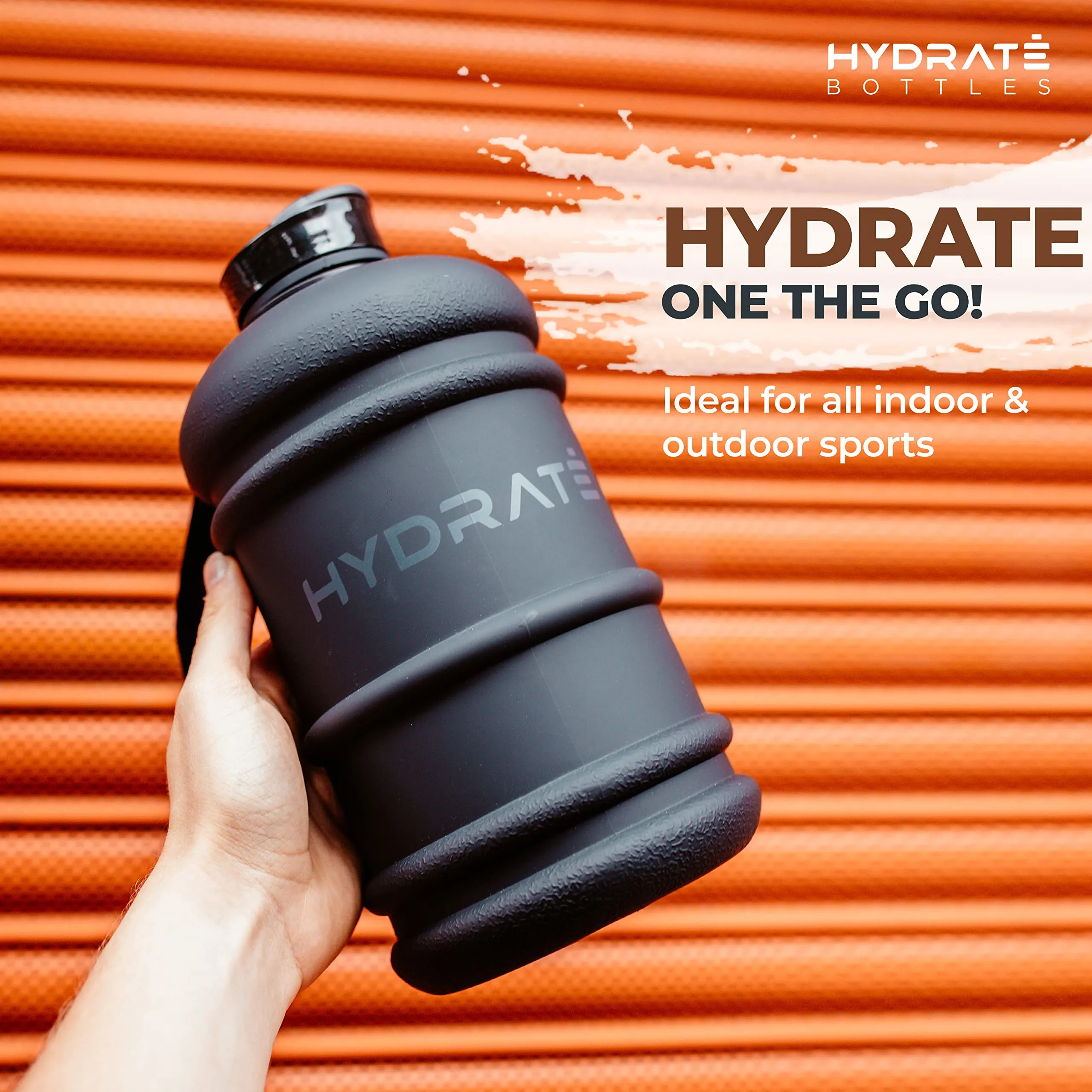 Hydrate 2.2 Litre Water Bottle - Now with Easy Drink Cap - Durable & Extra Strong - BPA