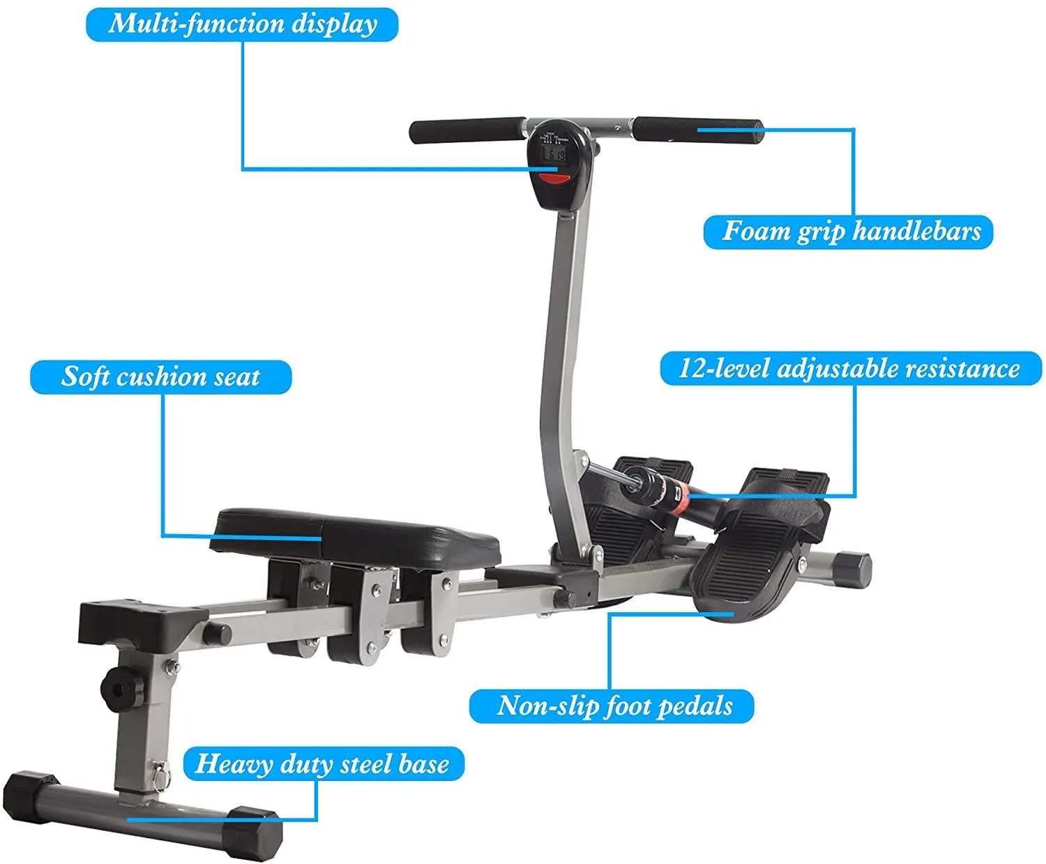 Hydraulic Rowing Machine Full Body Stamina Exercise Power with 12 Levels Adjustable Resistance,Home Gyms Training Equipment Fitness Indoor