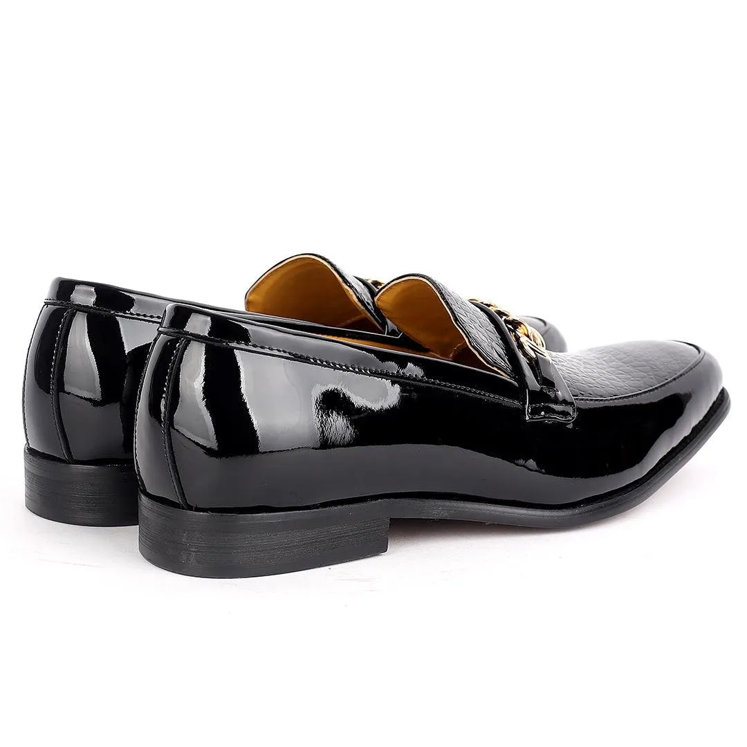 J.M Weston Classic Men's Glossy Shoe With Croc Top  and Gold Chain Design