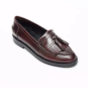 Ladies Flat Heel Loafer Shoes - R0830-1_Oxblood