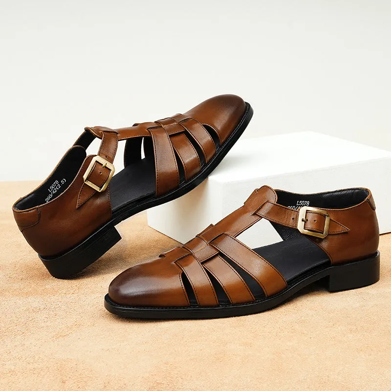 Lavish Leather Buckle Sandals