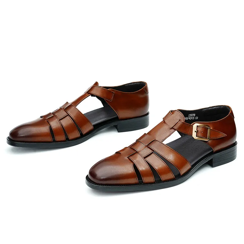 Lavish Leather Buckle Sandals