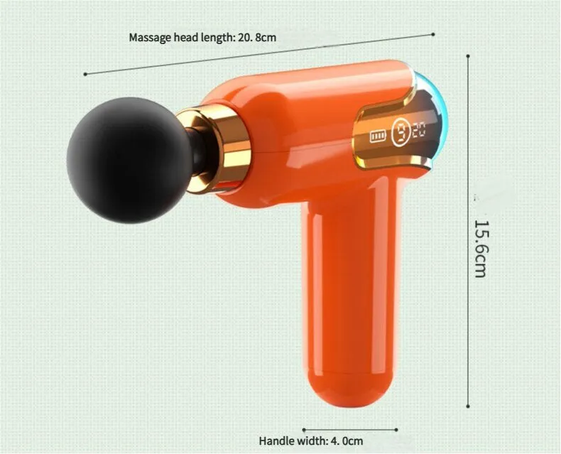 LC002 Orange Portable Massage Gun - Deep Tissue Muscle Massager with 4 Heads and 9 Speed Settings