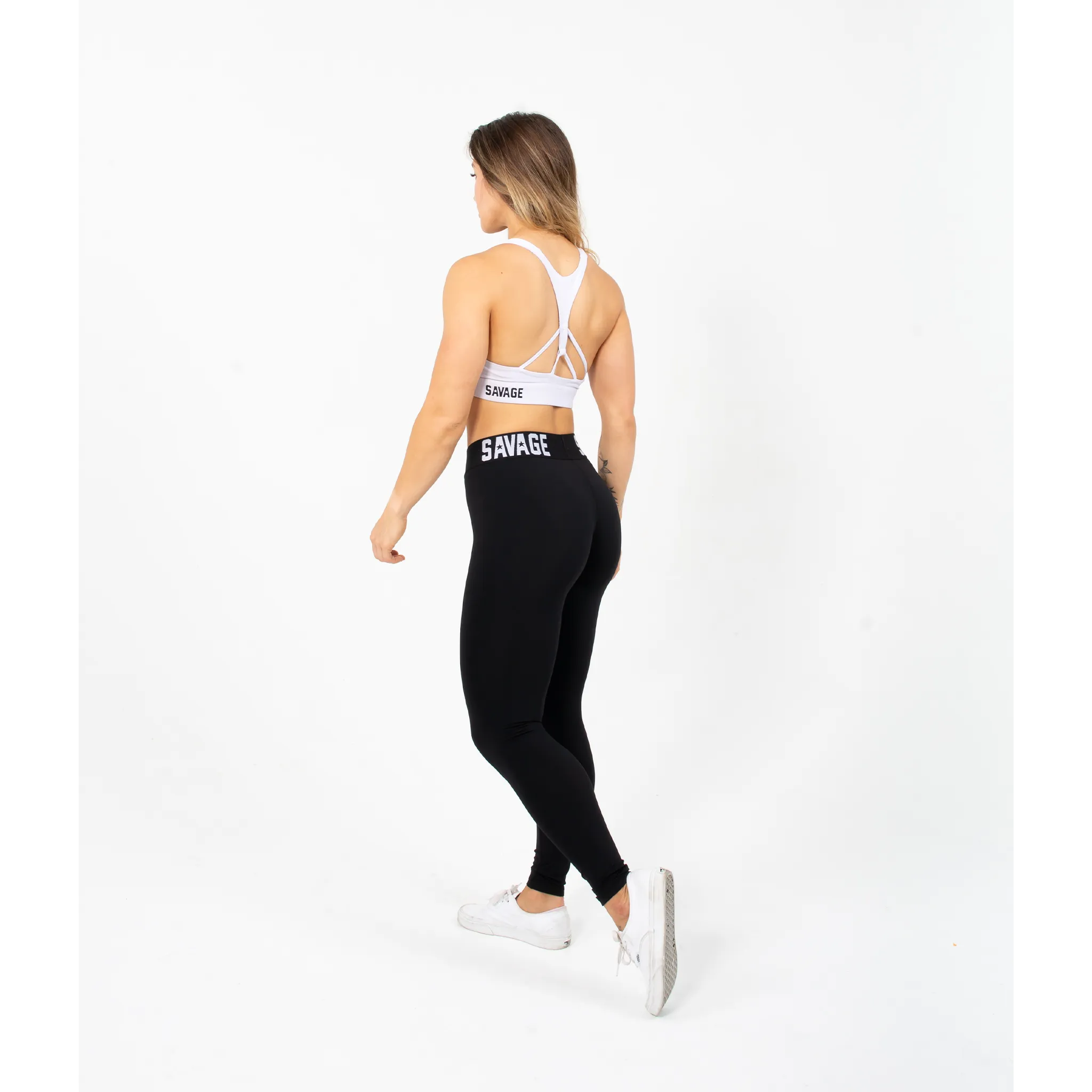 Leggings - Savage Waist-band Ankle Length - Black