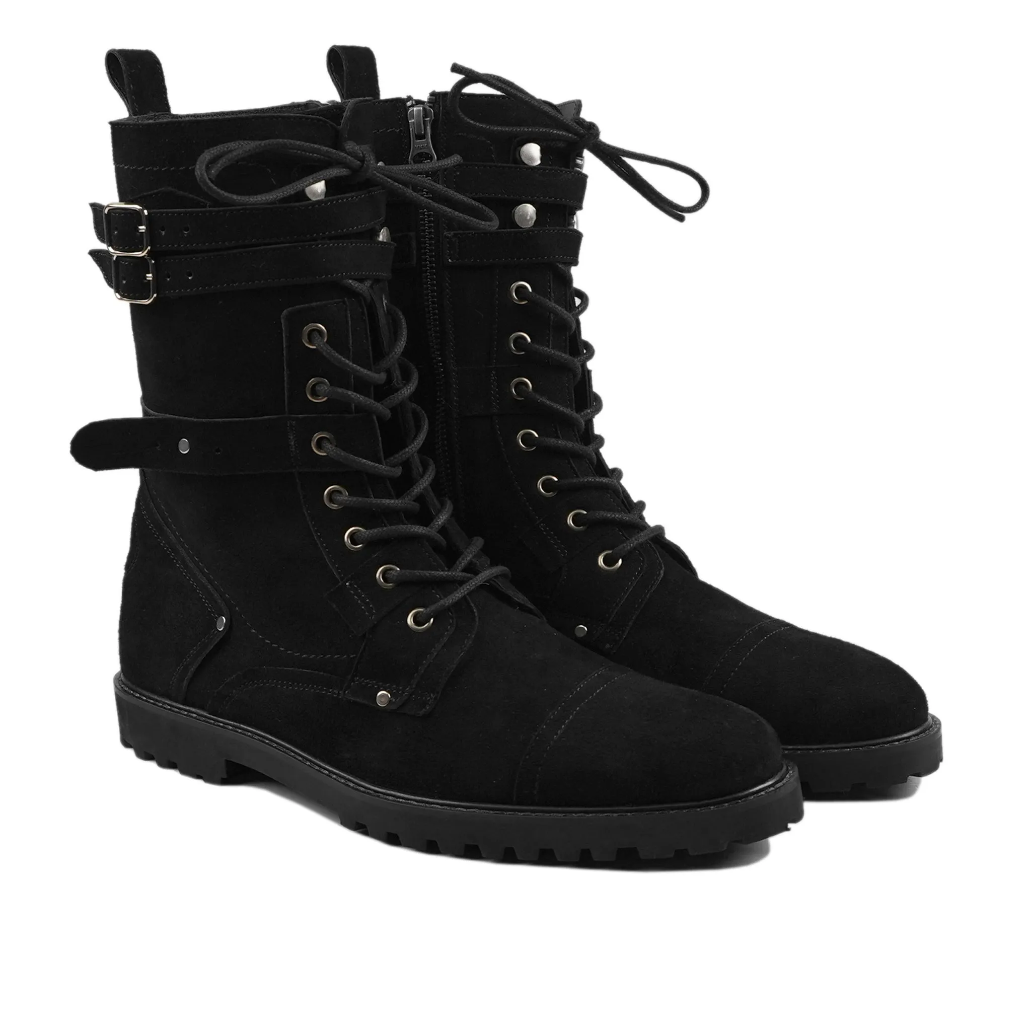 Lowell - Men's Black Kid Suede Boot