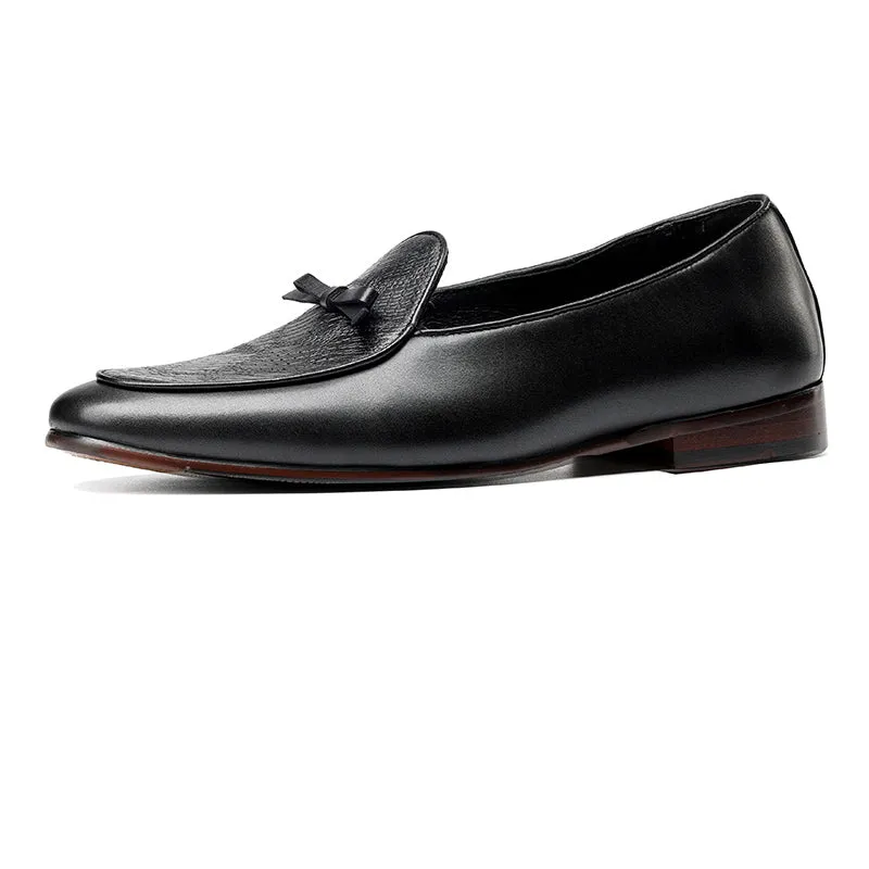 LuxeCroco Glossy Leather Round Oxford Dress Shoes