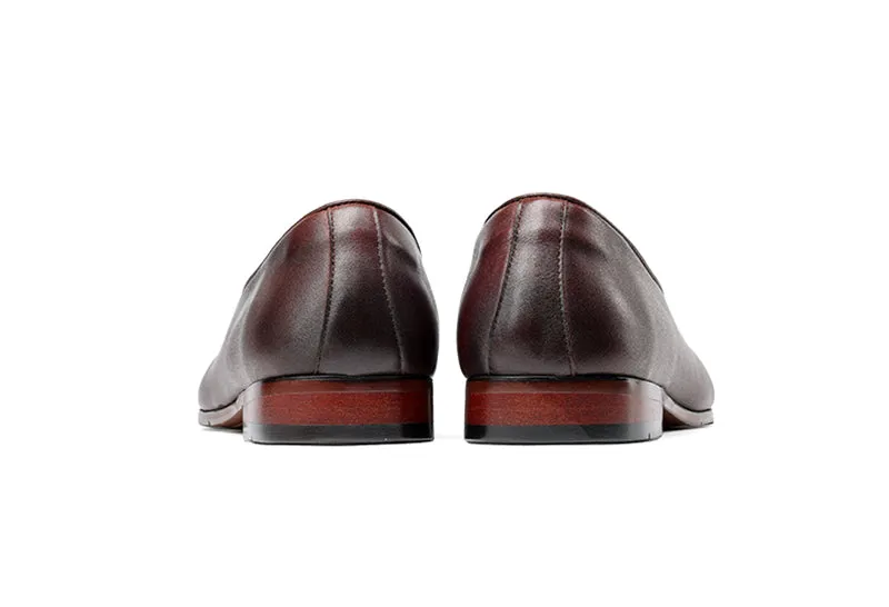 LuxeCroco Glossy Leather Round Oxford Dress Shoes