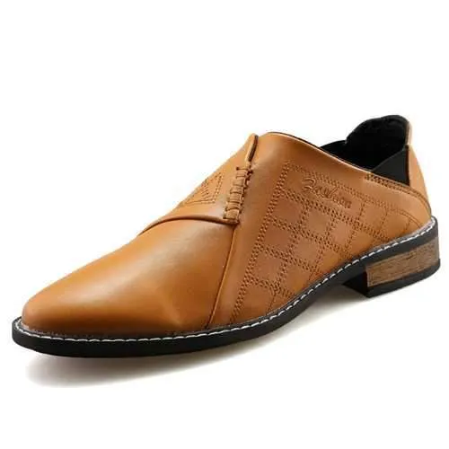 Men Casual Leather Pointed Toe Flats Shoes Casual Business