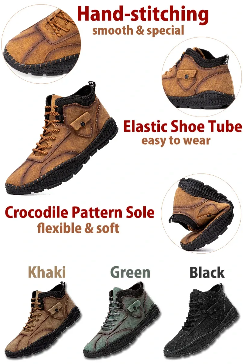 Men Microfiber Leather Handmade Shoes Breathable Hand Seams Soft Crocodile Leather Sole Lace Up Shoes Casual Shoes