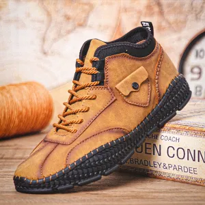 Men Microfiber Leather Handmade Shoes Breathable Hand Seams Soft Crocodile Leather Sole Lace Up Shoes Casual Shoes