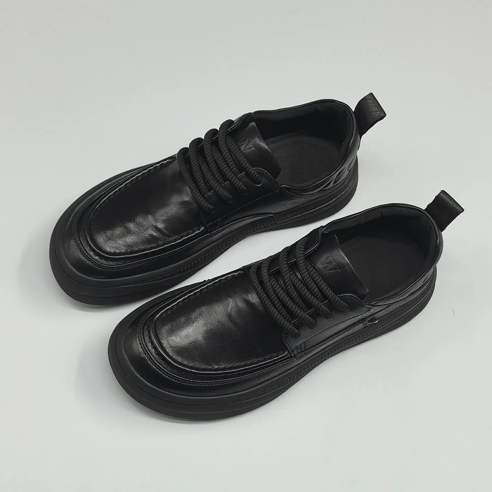 Men Minimalism Solid Flat Casual Leather Shoes