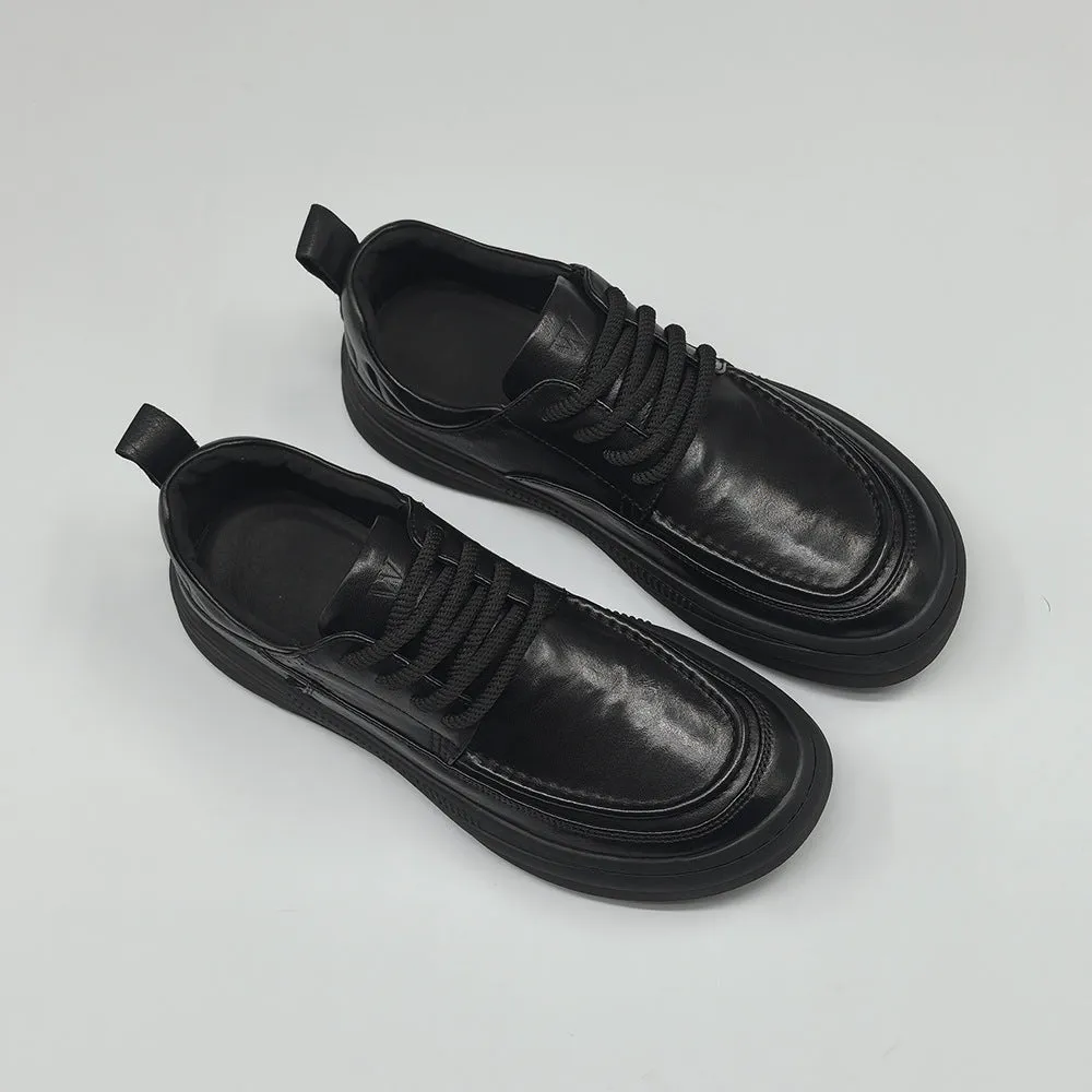 Men Minimalism Solid Flat Casual Leather Shoes