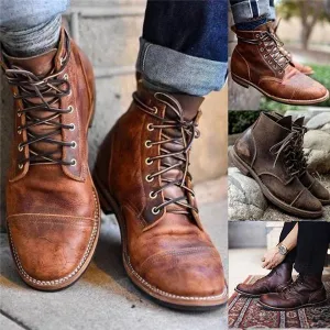 Men Vintage Leather Ankle Boots