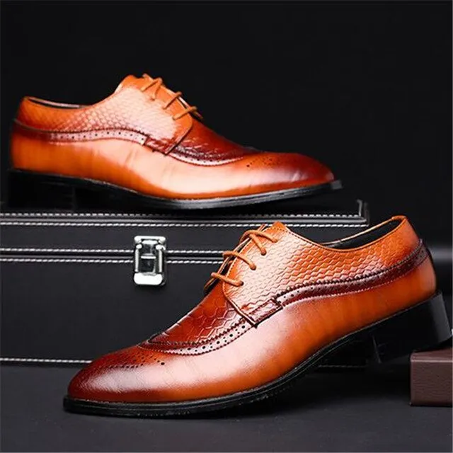 Mens Dress Shoes Fashion Pointed Toe Lace Up Men's Business Shoes