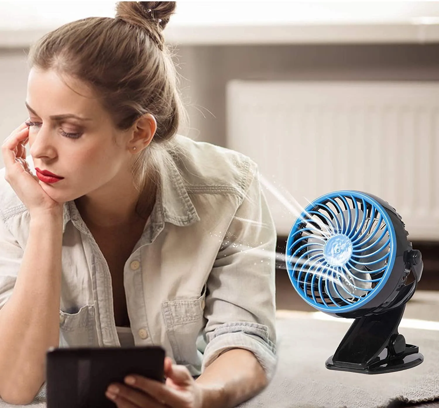 Mini USB Powered Desk Fan can 360 degree rotation Fan Speed Adjustable, Personal Fan Strong Airflow and Quiet for Home Office