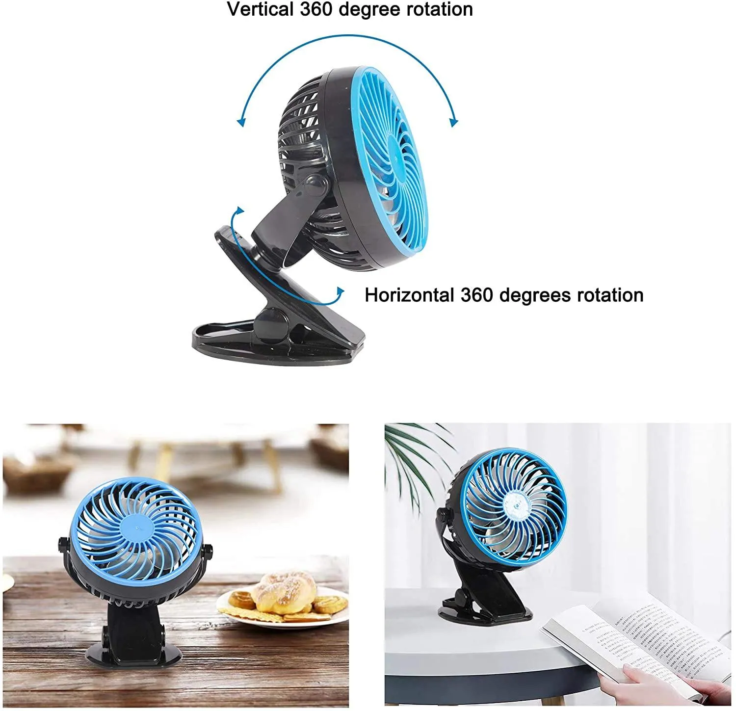 Mini USB Powered Desk Fan can 360 degree rotation Fan Speed Adjustable, Personal Fan Strong Airflow and Quiet for Home Office