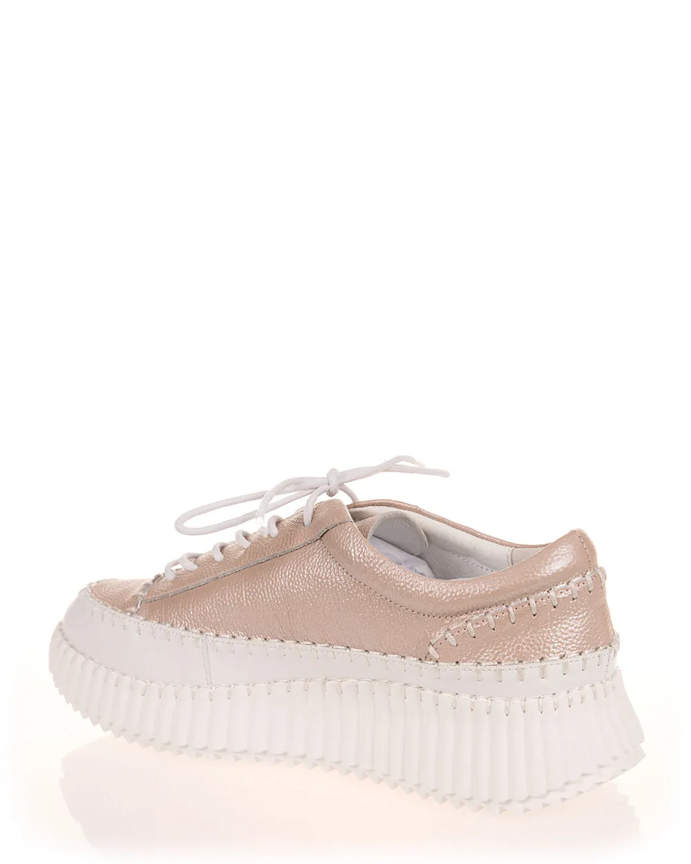 Minx Rizzo Pink Peal White Trim Leather Casual