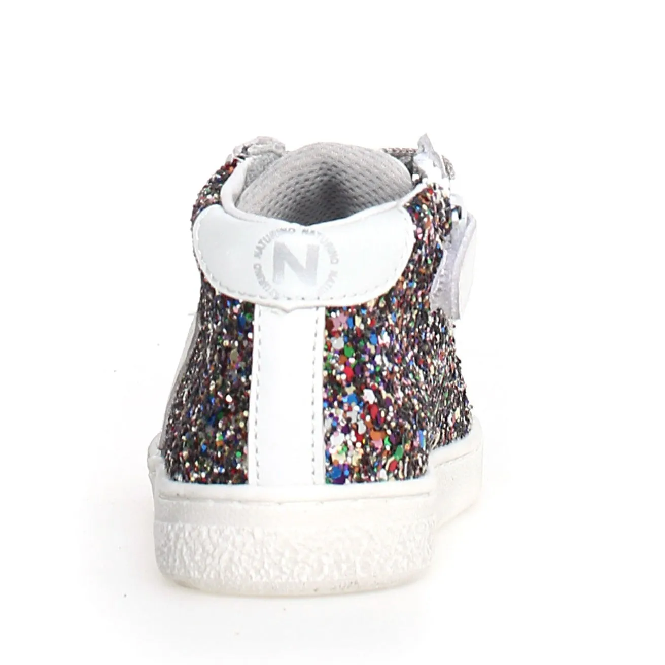 Naturino Girl's Pinn High Zip Glitter Sneakers - Multi/White