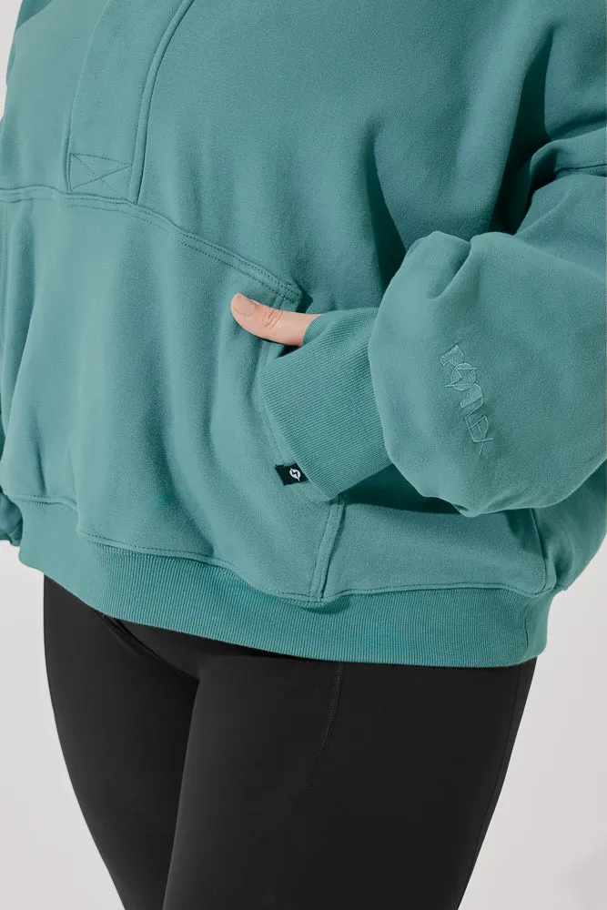 Ooey Gooey Half Zip Sweater - Turquoise