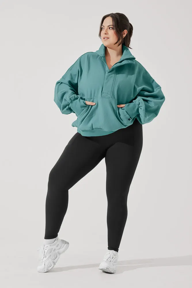 Ooey Gooey Half Zip Sweater - Turquoise