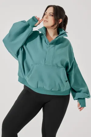 Ooey Gooey Half Zip Sweater - Turquoise