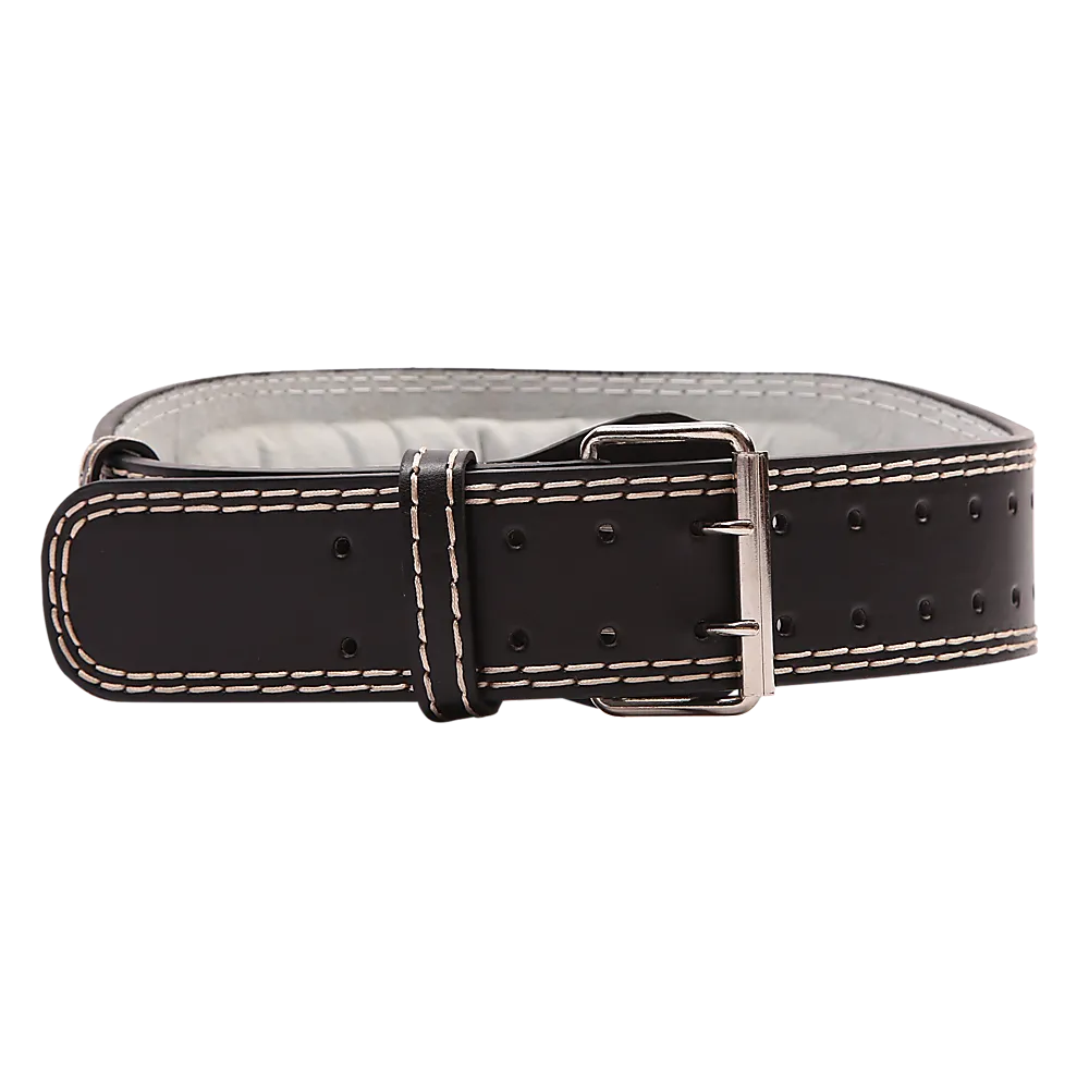 Padded Leather Weight Lifting Belt Dual Buckle Small