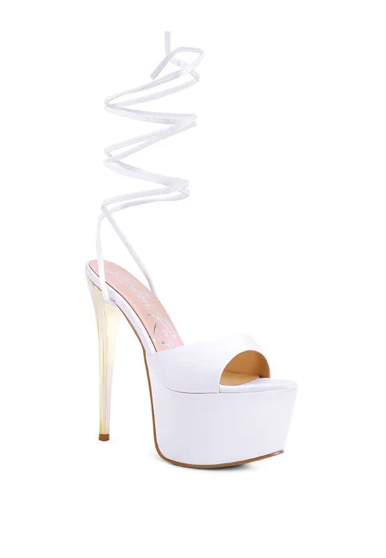 PASSION DRAMATIC PLATFORM LACE-UP HEEL SANDALS