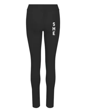 Personalised Black School P.E Sports Leggings Ladies 8-16