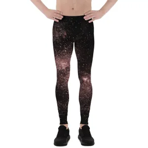 Pink Galaxy Men's Leggings, Best Constellation Universe Meggings Running Tights-Made in USA/EU