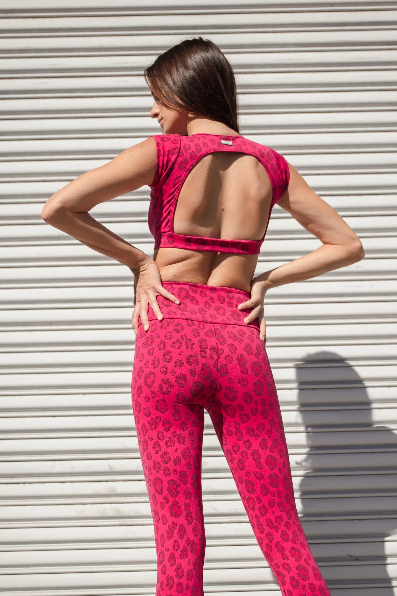 Pink Leopard Bra Top- Jacquard Pink