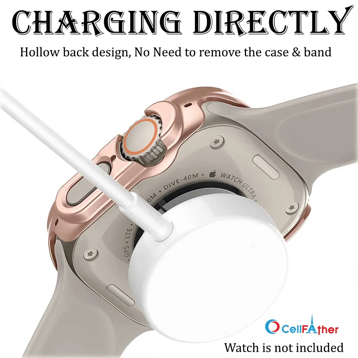 Protective case cover for apple watch 49mm- rose gold