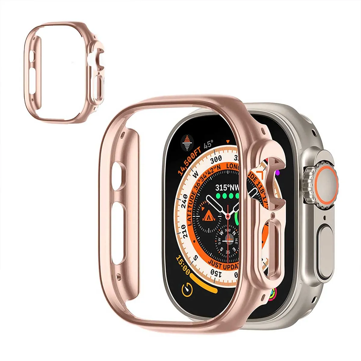 Protective case cover for apple watch 49mm- rose gold