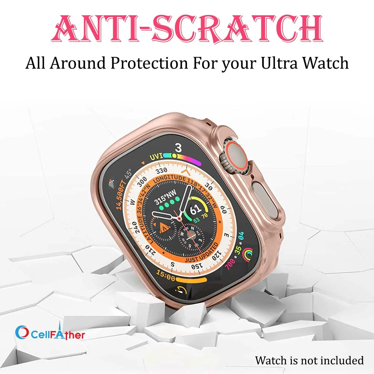 Protective case cover for apple watch 49mm- rose gold