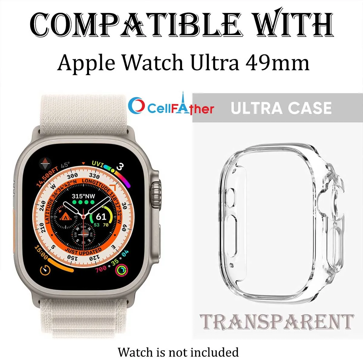 Protective Case Cover for Apple Watch Ultra (49mm)-Transparent