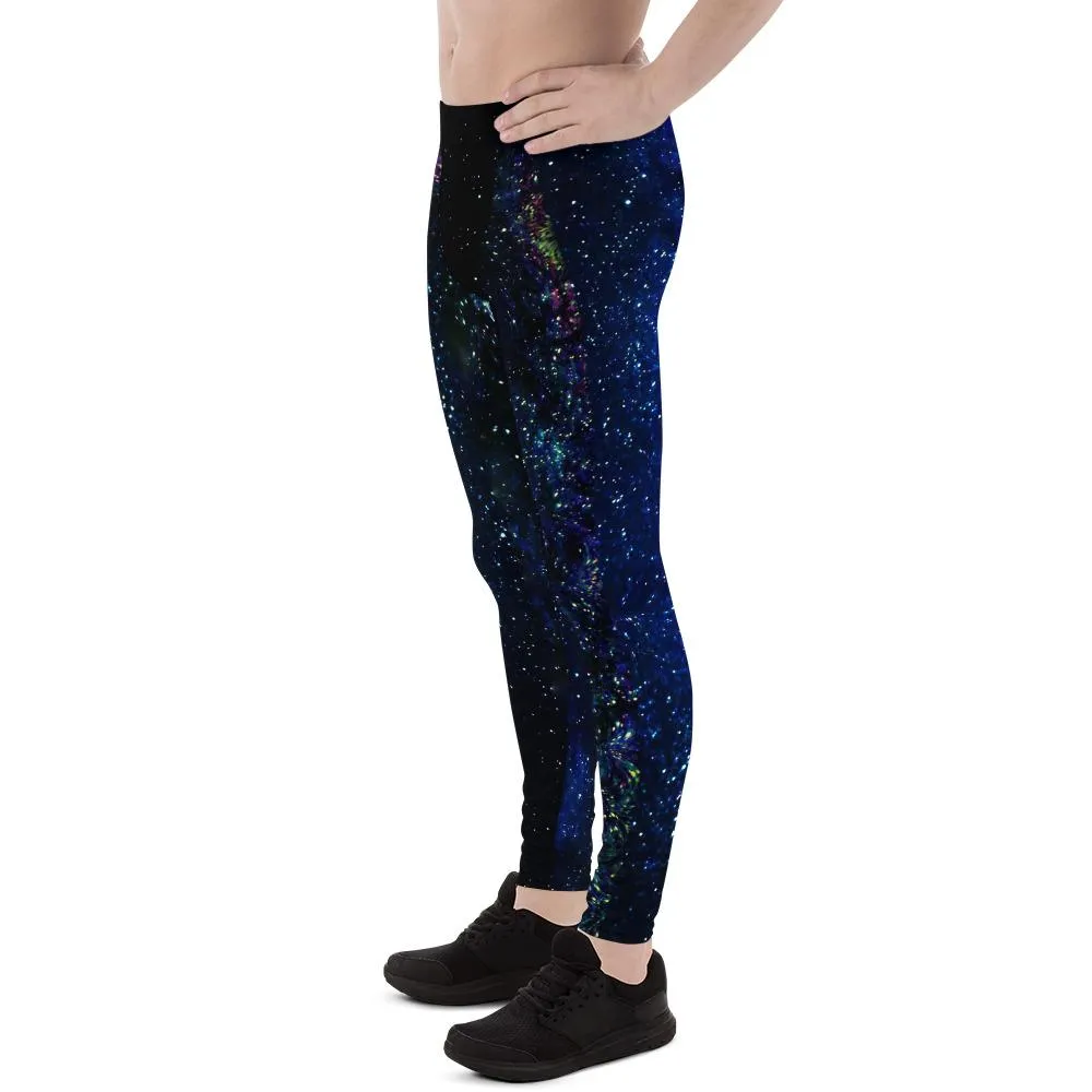 Purple Space Meggings, Best Space Galaxy Print Premium Men's Leggings Rave Party Costume Pants Meggings - Made in USA/EU/MX