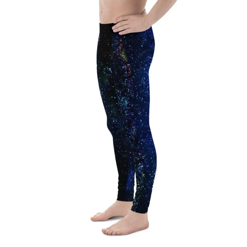 Purple Space Meggings, Best Space Galaxy Print Premium Men's Leggings Rave Party Costume Pants Meggings - Made in USA/EU/MX