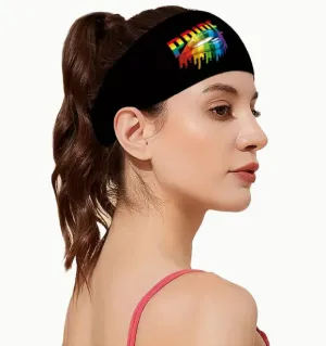 Rainbow Color Love Heart Decorative Hairbands, Elastic Sports Yoga Headbands