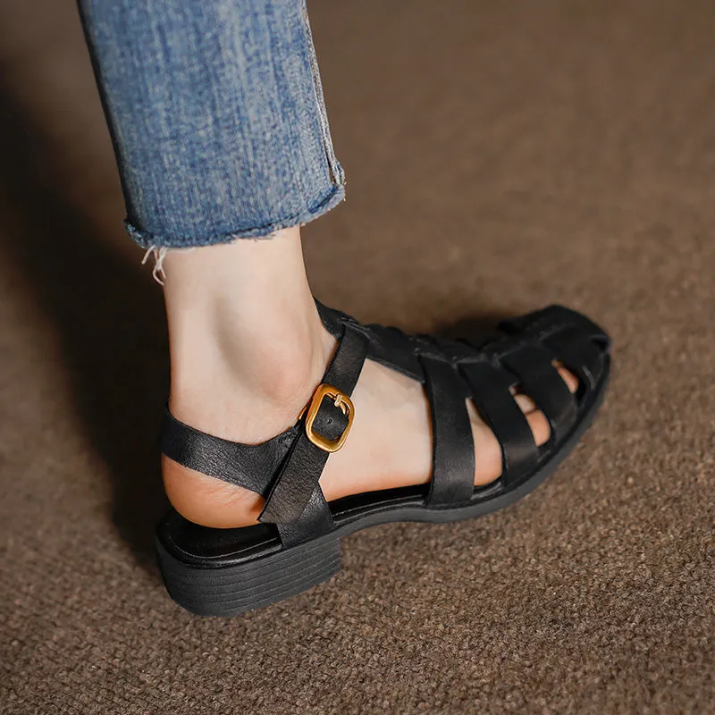 RetroLuxe Strap Roman Leather Sandals