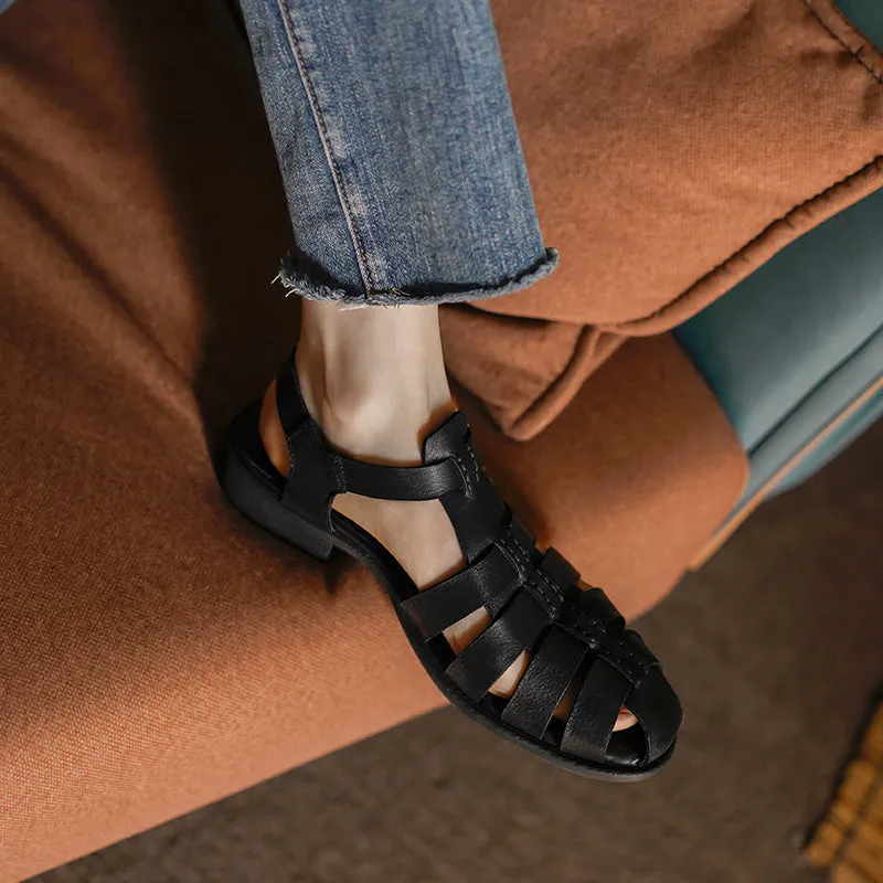 RetroLuxe Strap Roman Leather Sandals