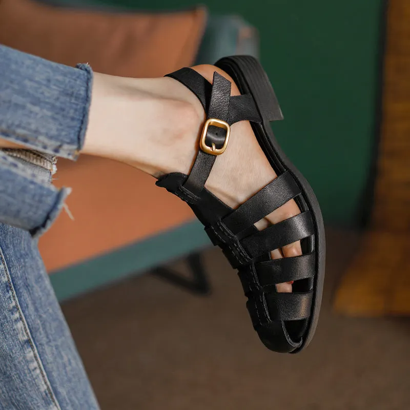 RetroLuxe Strap Roman Leather Sandals