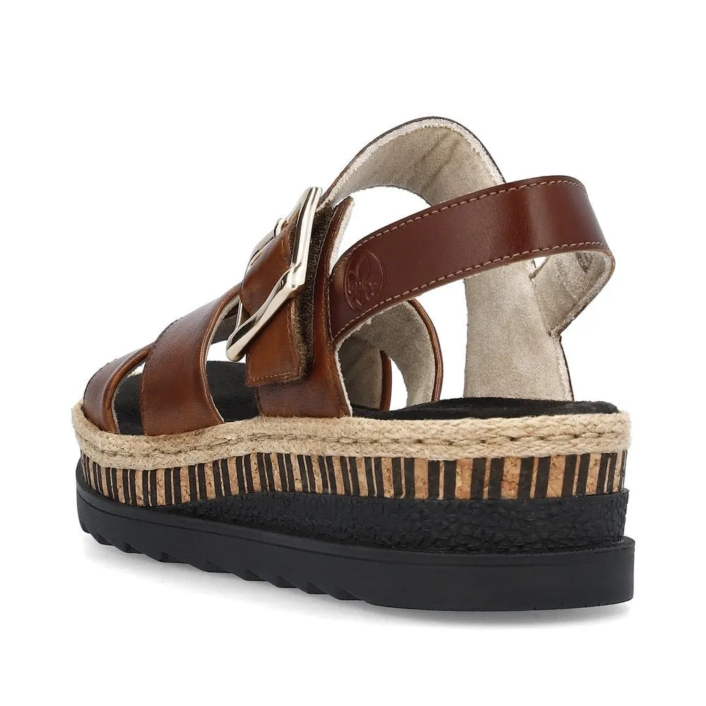 Rieker Sandals V7951 Ladies Shoes Brown