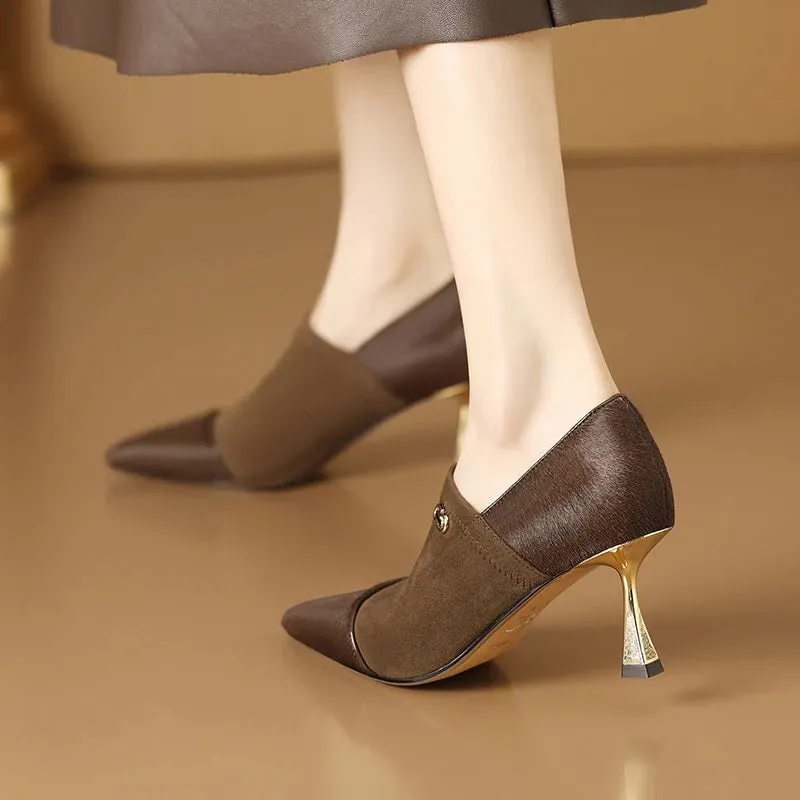 Simply Fab Genuine Leather Fine High Heeled Shoes