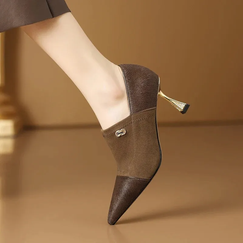 Simply Fab Genuine Leather Fine High Heeled Shoes