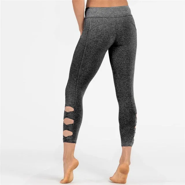 Skinny Cutout Workout Leggings - Silver