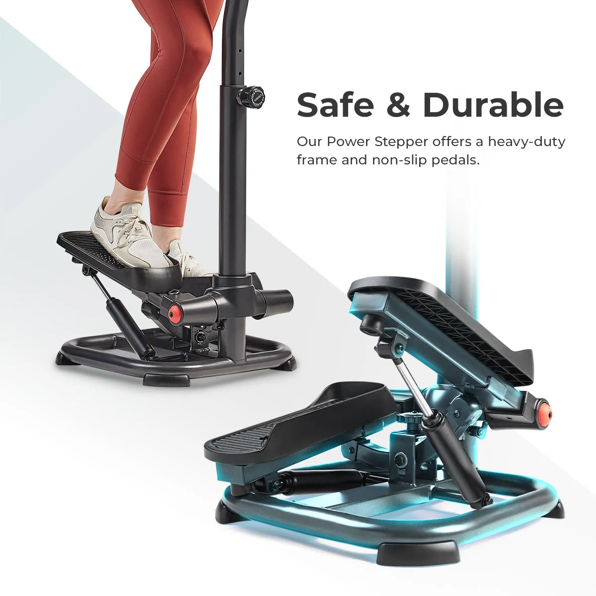 Smart Heavy Duty Power Stepper with Handlebar and Resistance Bands