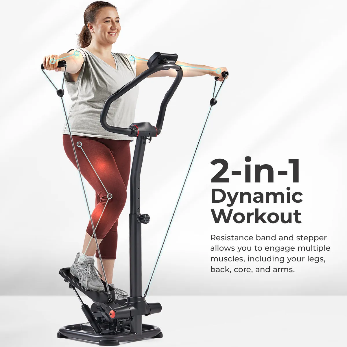 Smart Heavy Duty Power Stepper with Handlebar and Resistance Bands